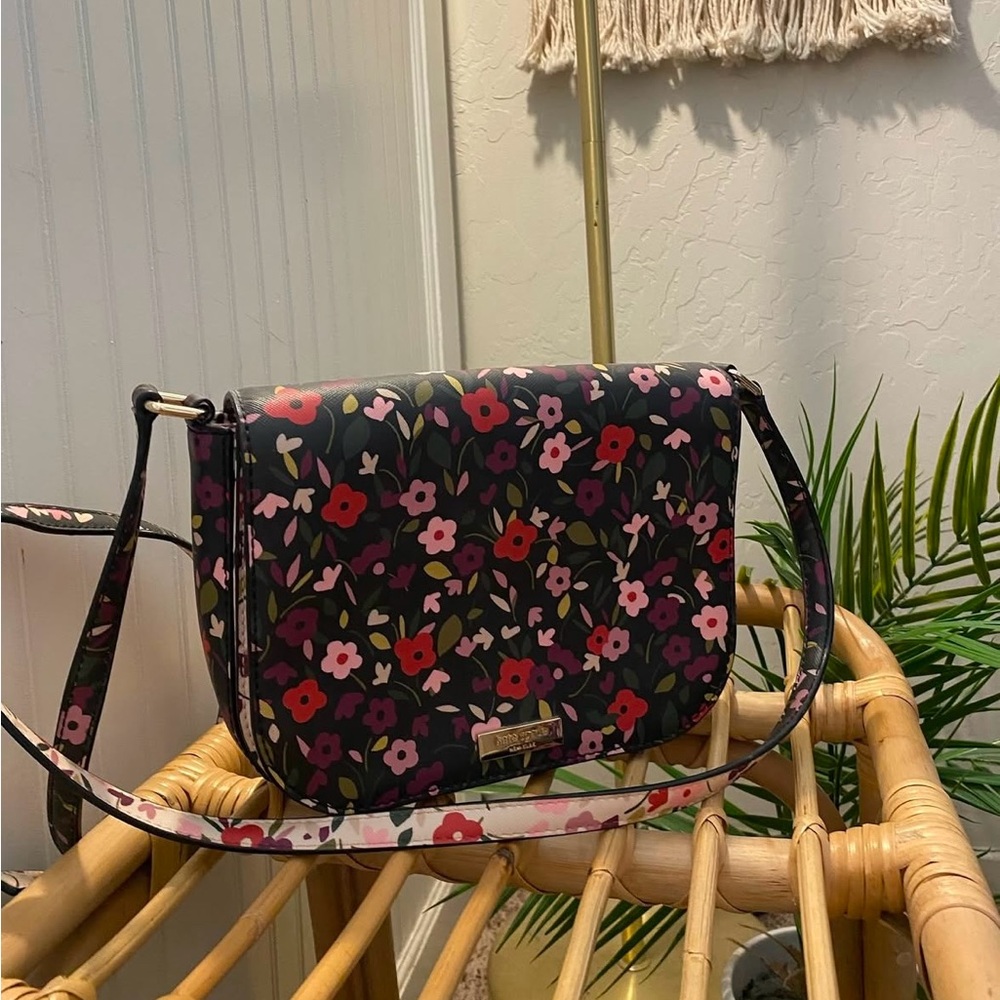 kate spade Black and Red Crossbody Bag with Floral Design